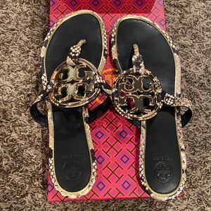 Tory burch snake skin flat sandals